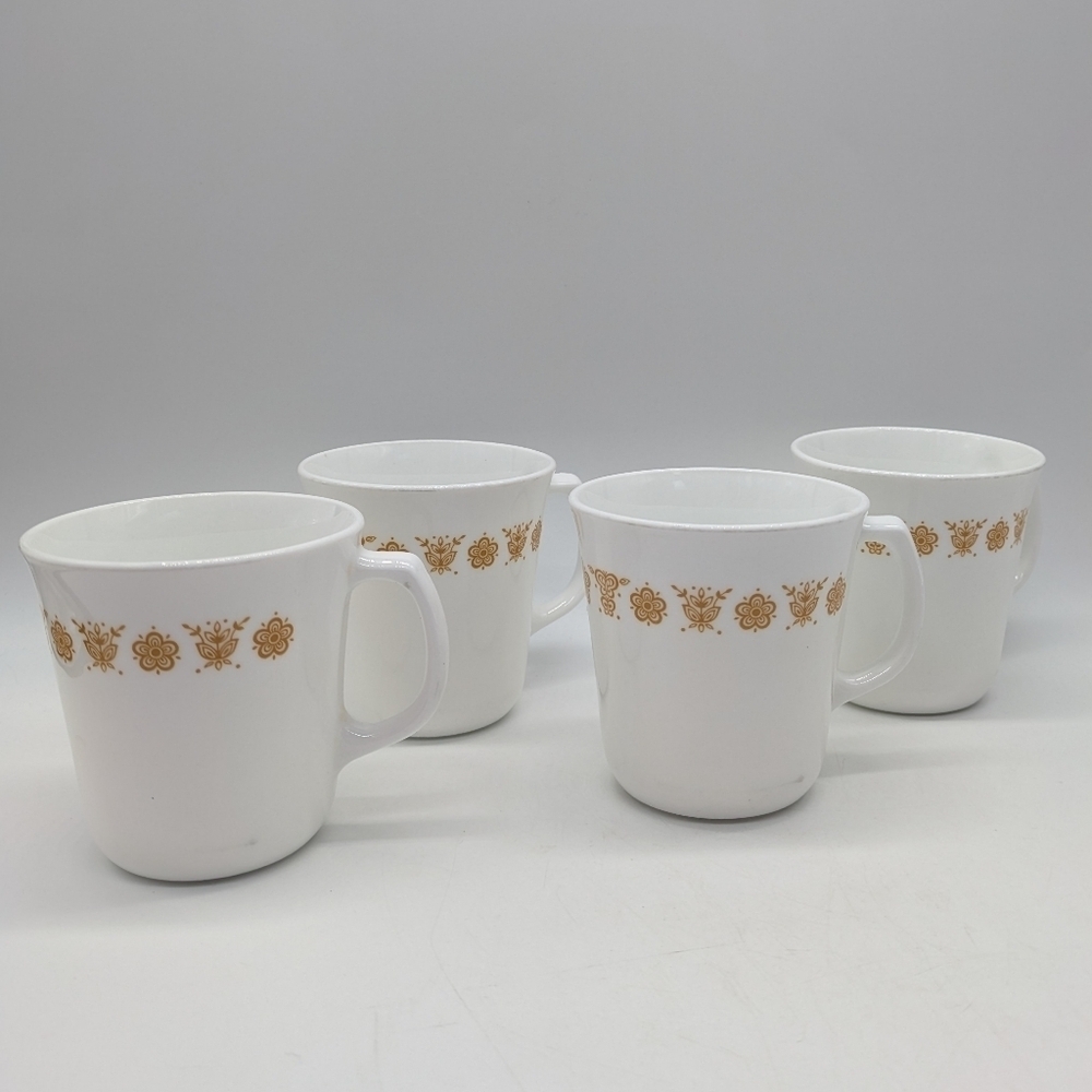 Vintage Corning Corelle Butterfly Gold Coffee Mugs Set Of 4